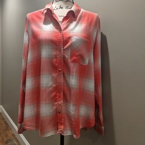 American Eagle Vintage Boyfriend Women's Pink Plaid Shirt Size Large